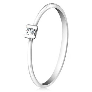 Briliantový prsten z bílého zlata 585 - třpytivý čirý diamant uchycený tyčinkami - Velikost: 54