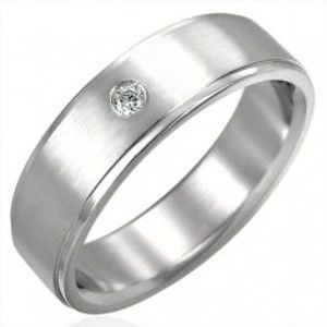 Broušený ocelový prsten se zirkonovým očkem D5.16