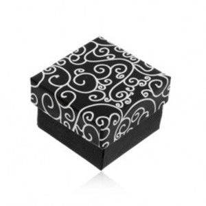 Černobílá krabička na náušnice, přívěsek nebo prsten - zatočený vzor