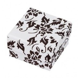 Černo-bílá krabička na náušnice s motivem květů Y26.11