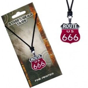 Černočervený náhrdelník na šňůrce, značka Route 666 S4.15