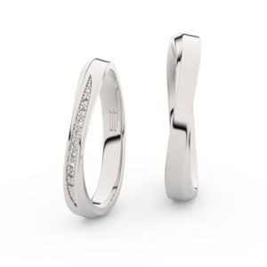 Snubní prsteny ze stříbra s brilianty, pár - 3017