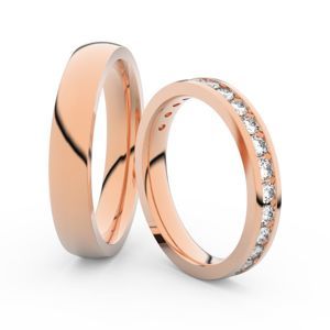 Snubní prsteny z růžového zlata s brilianty, pár - 3894