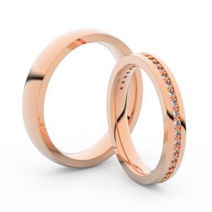 Snubní prsteny z růžového zlata s brilianty, pár - 3896