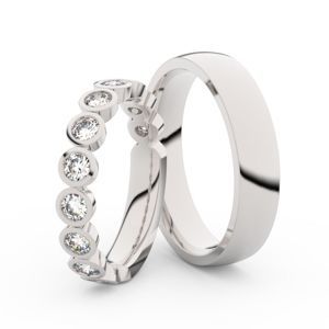 Snubní prsteny z bílého zlata s brilianty, pár - 3901