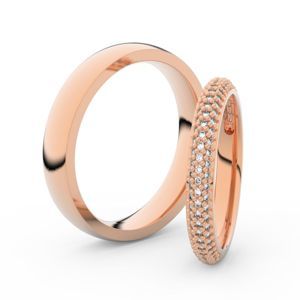 Snubní prsteny z růžového zlata s brilianty, pár - 3911