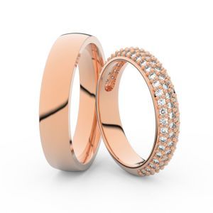 Snubní prsteny z růžového zlata s brilianty, pár - 3912