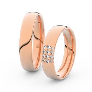 Snubní prsteny z růžového zlata se zirkony, pár - 3021