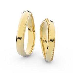Snubní prsteny ze žlutého zlata se zirkony, pár - 3023