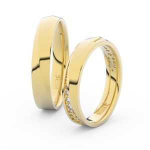 Snubní prsteny ze žlutého zlata se zirkony, pár - 3025
