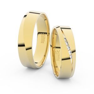 Snubní prsteny ze žlutého zlata se zirkony, pár - 3034