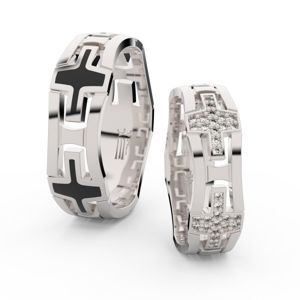 Snubní prsteny ze stříbra s brilianty, pár - 3042