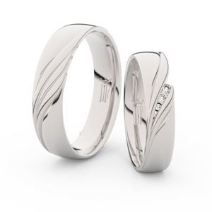 Snubní prsteny ze stříbra s brilianty, pár - 3044