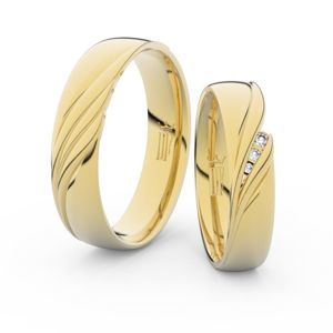 Snubní prsteny ze žlutého zlata se zirkony, pár - 3044