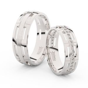 Snubní prsteny ze stříbra s brilianty, pár - 3048