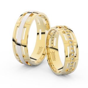 Snubní prsteny ze žlutého zlata se zirkony, pár - 3048