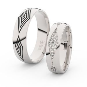 Snubní prsteny ze stříbra s brilianty, pár - 3074