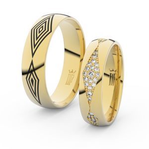 Snubní prsteny ze žlutého zlata se zirkony, pár - 3074