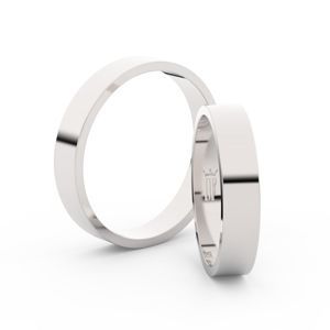 Snubní prsteny ze stříbra, 4 mm, plochý, pár - 1G40