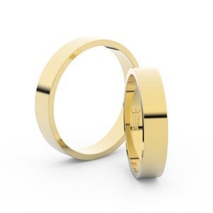 Snubní prsteny ze žlutého zlata, 4 mm, plochý, pár - 1G40