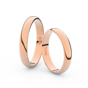 Snubní prsteny z růžového zlata, 3.5 mm, půlkulatý, pár - 2B35