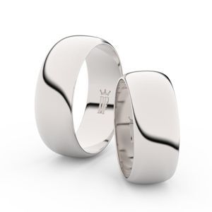 Snubní prsteny ze stříbra, 7.5 mm, půlkulatý, pár - 3C75