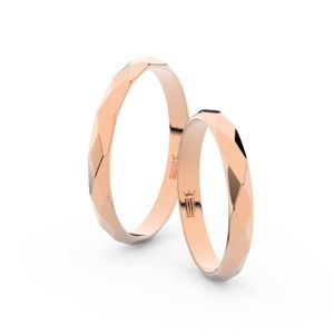 Snubní prsteny z růžového zlata, půlkulatý, pár - 8B30