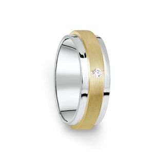 Zlatý dámský prsten DF 12/D, žluté a bílé zlato, s briliantem 57