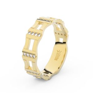 Zlatý dámský prsten DF 3084 ze žlutého zlata, s brilianty 56