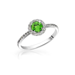 Zlatý zásnubní prsten DF 3098, bílé zlato, smaragd s diamanty 46