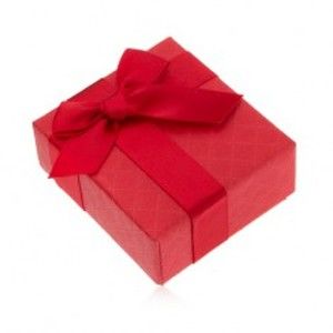 Dárková krabička na prsten, červená barva, mašlička, ozdobný vzor