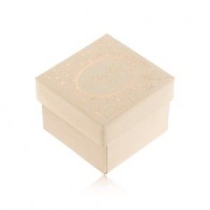 Dárková krabička v béžovém odstínu, ornamenty a nápis zlaté barvy Y41.05