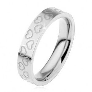 Dětský prsten z oceli 316L, stříbrná barva, obrysy malých srdíček H3.11