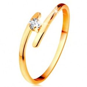 Diamantový prsten ve žlutém 14K zlatě - zářivý čirý briliant, tenká prodloužená ramena BT178.39/46