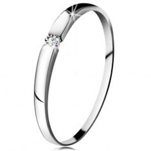 Diamantový prsten z bílého 14K zlata - briliant čiré barvy, jemně vypouklá ramena BT181.75/82/500.29