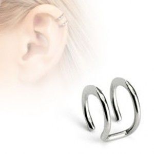 Fake piercing do ucha - dva lesklé ocelové kroužky stříbrné barvy