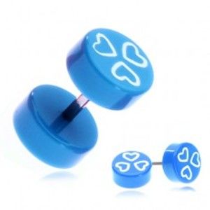 Fake piercing do ucha z akrylu - modrá kolečka a srdíčka PC33.17