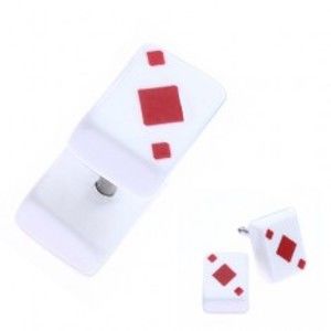 Falešný akrylový plug do ucha - hrací karta, červené kára PC33.20