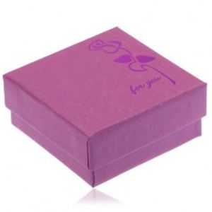 Fialovo-růžová krabička na náušnice, lesklá cyklámenová růže Y4.2