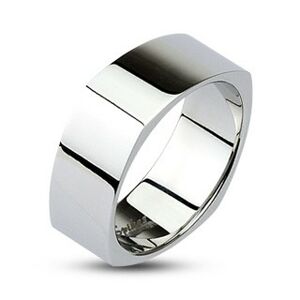 Hranatý ocelový prsten - lesklý stříbrný povrch - Velikost: 62