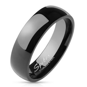 Jednoduchý ocelový prsten - hladký černý povrch, 6 mm - Velikost: 62