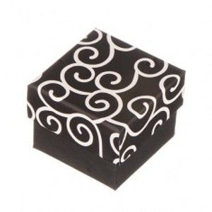 Krabička na prsten - černá s bílými ornamenty
