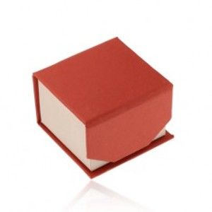 Krabička na prsten nebo náušnice, červeno-béžový blýskavý povrch, magnet Y55.17