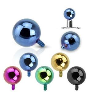 Kulička do implantátu z oceli 316L - anodizovaný povrch, různé barvy, 3 mm - Barva piercing: Modrá