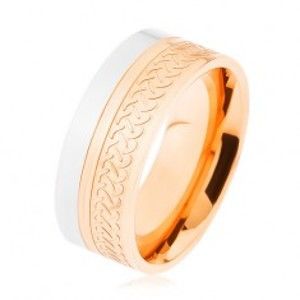 Lesklý prsten, ocel 316L, dvoubarevné provedení, keltský vzor HH10.3
