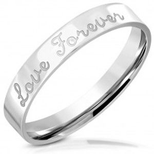 Lesklý ocelový prsten s gravírováním, nápis "Love Forever", 3,5 mm K04.11
