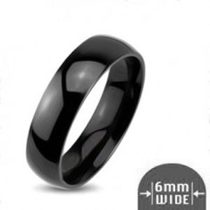 Lesklý kovový prsten - hladká zaoblená obroučka černé barvy L11.04