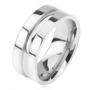 Lesklý ocelový prsten, rovný povrch, zaoblený středový proužek BB8.19