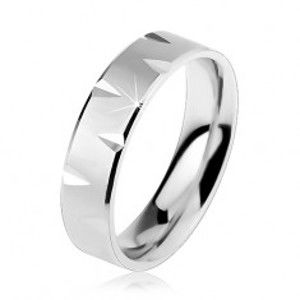 Matný stříbrný prsten 925 zdobený lesklými okraji a zářezy R26.27