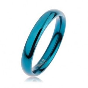 Modrý ocelový prsten, zaoblený hladký povrch s vysokým leskem, 3 mm HH4.10
